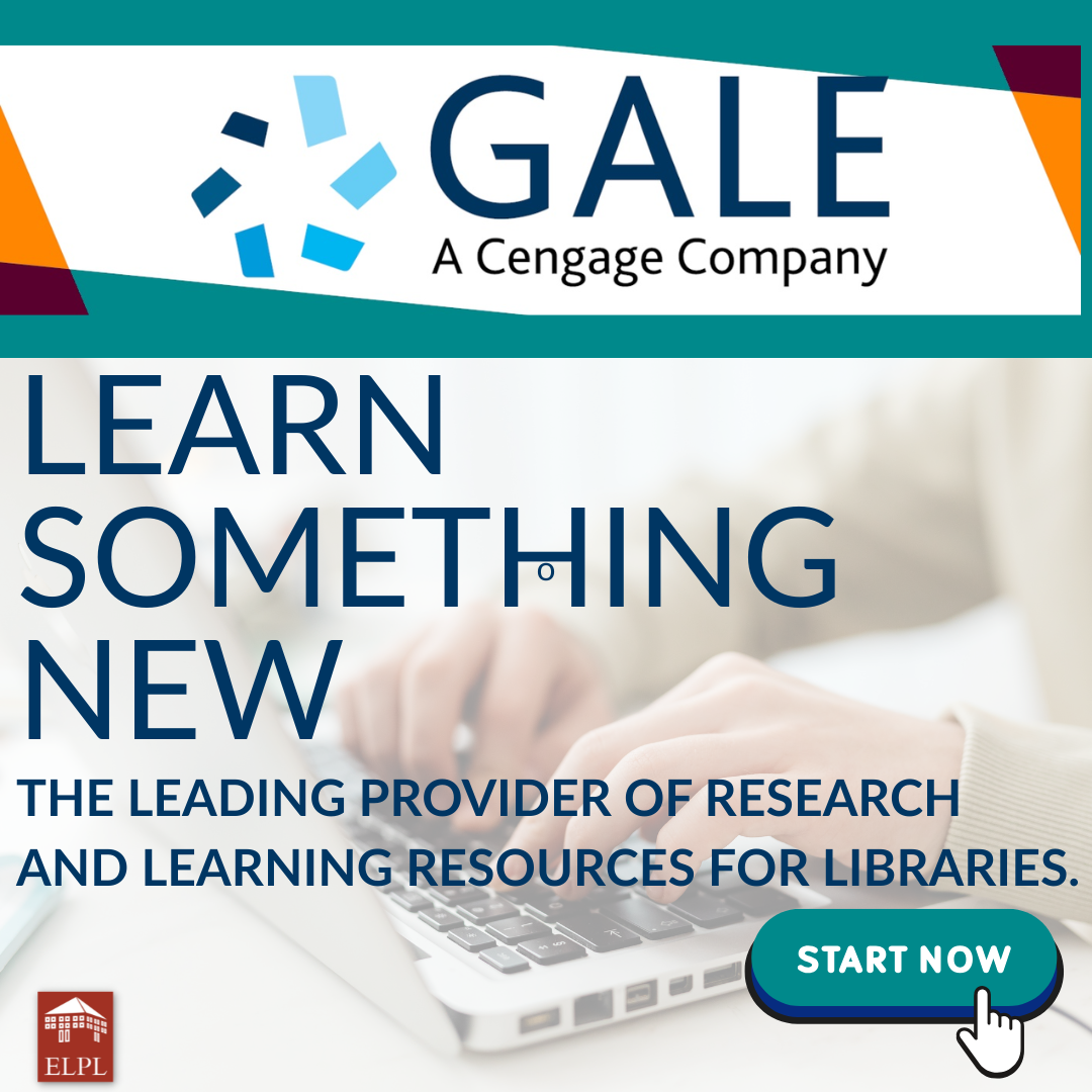Gale Databases Learn Something New. person typing on laptop keyboard